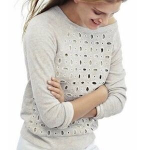 JCrew Sweatshirt Cotton Silk Eyelet Jersey XL